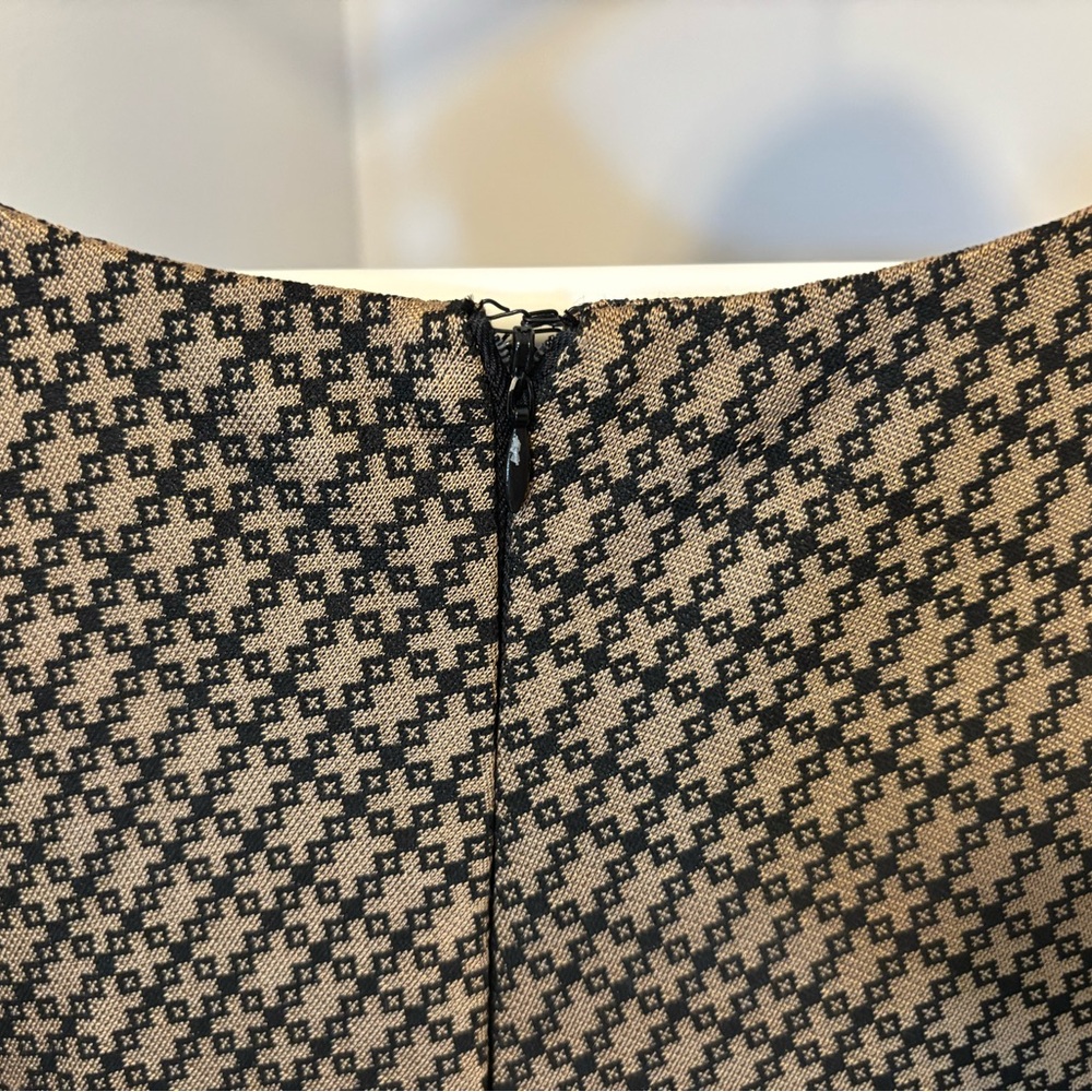 Vintage Vertigo Paris Black & Tan Geometric Midi Dress - Picture 6 of 8